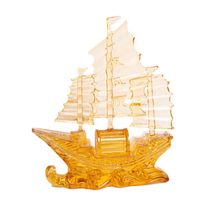 Barco Dorado de la Riqueza en Cristal